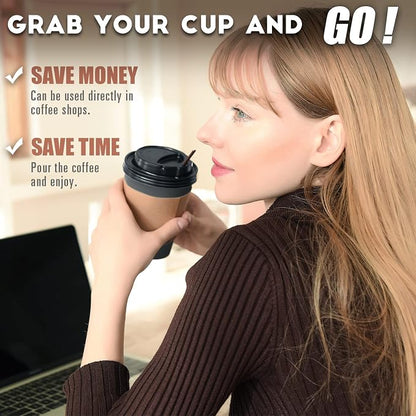 100 Pack - 12 oz Disposable Coffee Cups To Go - Image 2