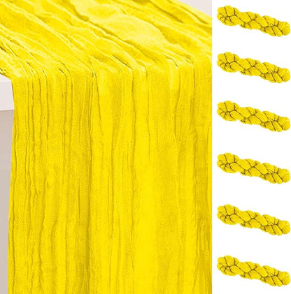 6 Pack Yellow Cheesecloth Table Runner 35x120 Inch 10Ft Rustic Gauze Cheese by SuBleer