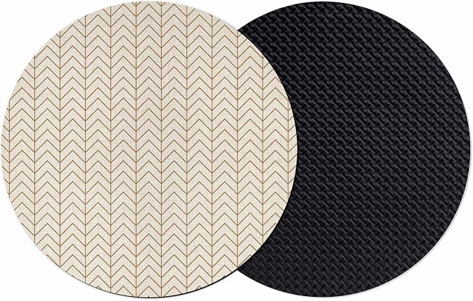Simple Line Linen Texture Coasters Set of 2, Non-Slip Cup Coaster Mat by PIEPLE