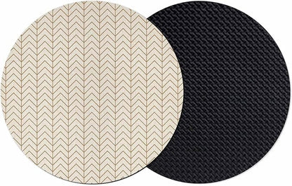 Simple Line Linen Texture Coasters Set of 2, Non-Slip Cup Coaster Mat by PIEPLE