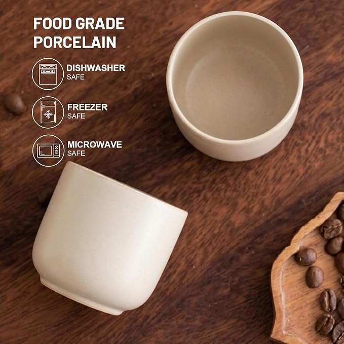 Espresso Cups Set of 2, Small Espresso Shot Cup 3.4oz, Demitasse Cups | Ceramic - Image 5