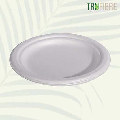 7" Paper Plates, Compostable Bagasse Food Container, Disposable, Microwave Safe for Lunch, Dinner, Party, Supplies, Events, Bulk, 125 Pack