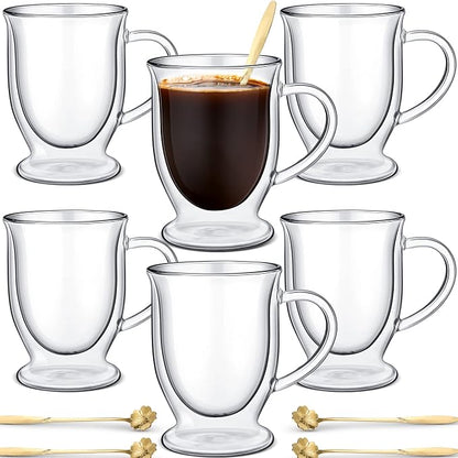 Gejoy 6 Sets Double Wall Glass Coffee Mugs by Gejoy