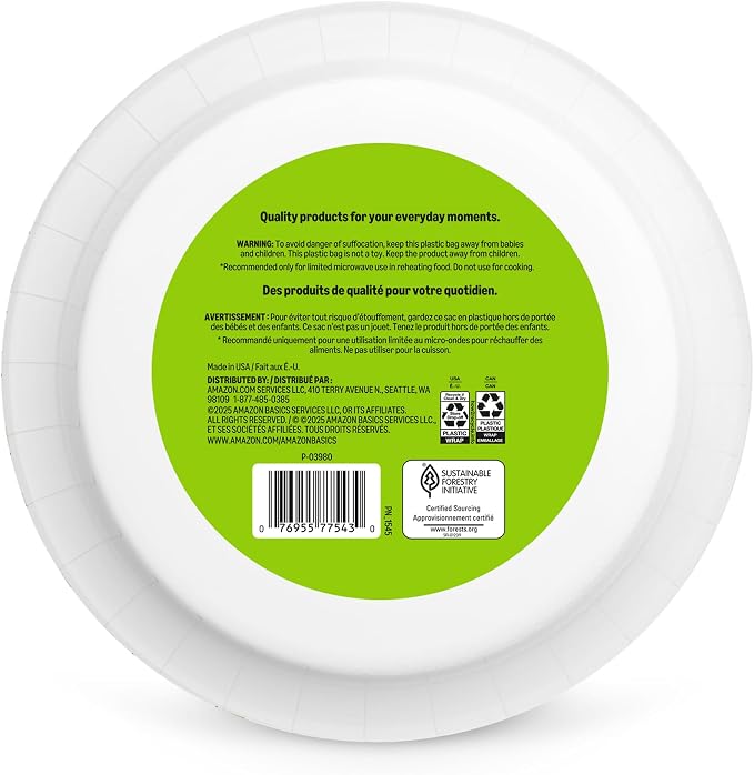 Amazon Basics Everyday Paper Plates, 10 Inch, Disposable, Packaging May Vary - Image 6