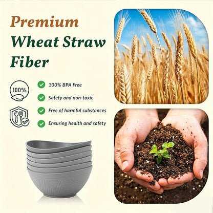 Wheat Straw Bowls, Large Salad Bowls Set of 6-60 OZ Serving Bowl - Image 3