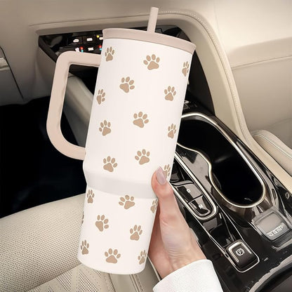 Paw Print Tumbler with Handle, Gifts - Image 8