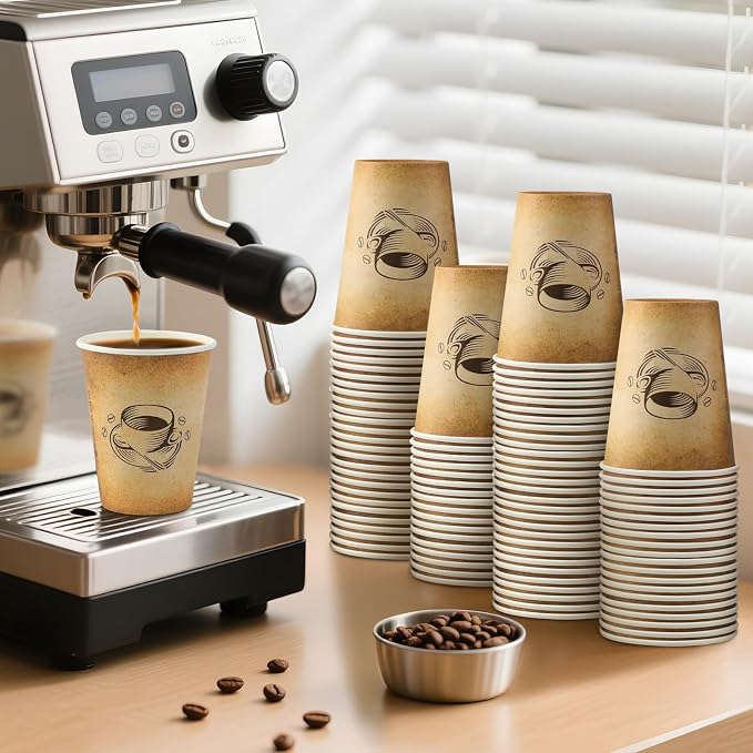 Clawsoff 300 Pack 12oz Disposable Paper Coffee Cups Retro Design | Disposable - Image 4