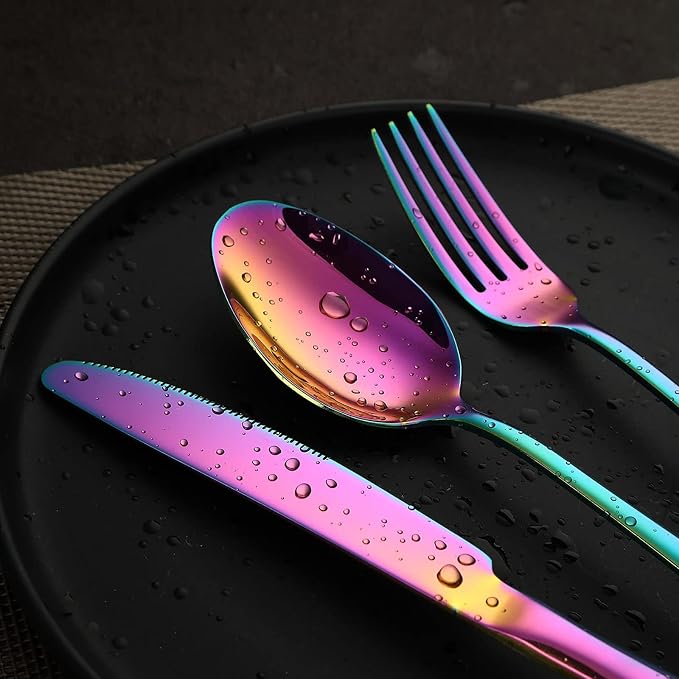 Rainbow Silverware Set Flatware Cutlery - Image 3