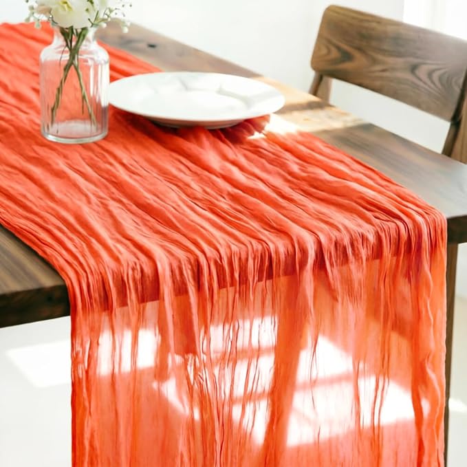 Orange Cheesecloth Table Runner 120 Inches 10 Ft Gauze Table Runner | Summer by LINXTAR