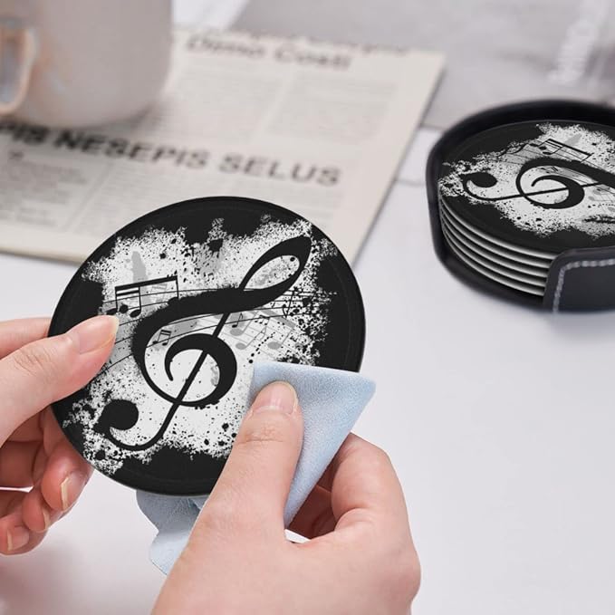6 Pcs Music Note Leather Coasters - Image 6