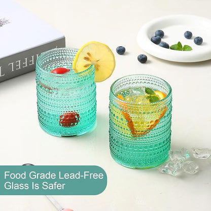ZMOWIPDL Drinking Glasses Set of 6, 12oz Lake Blue Hobnail Glass Cups | Vintage - Image 4