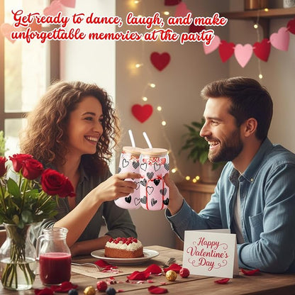 Sliner 2 Pcs Heart Glass Cups Iced Coffee Tumbler - Image 3
