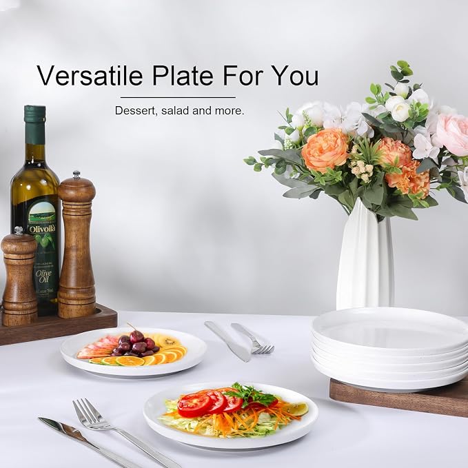 Webbylee Melamine Dessert Plates Set of 6-7.5" Serving Durable Dishes Perfect - Image 5