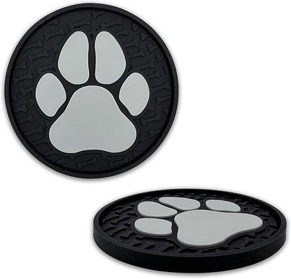 Paw Print Automotive 3D Textured Silicone Coasters (2.6" Diameter) | Universal Fit for All Cars, Trucks, SUVs & More | Non-Slip Durable | Set of 2