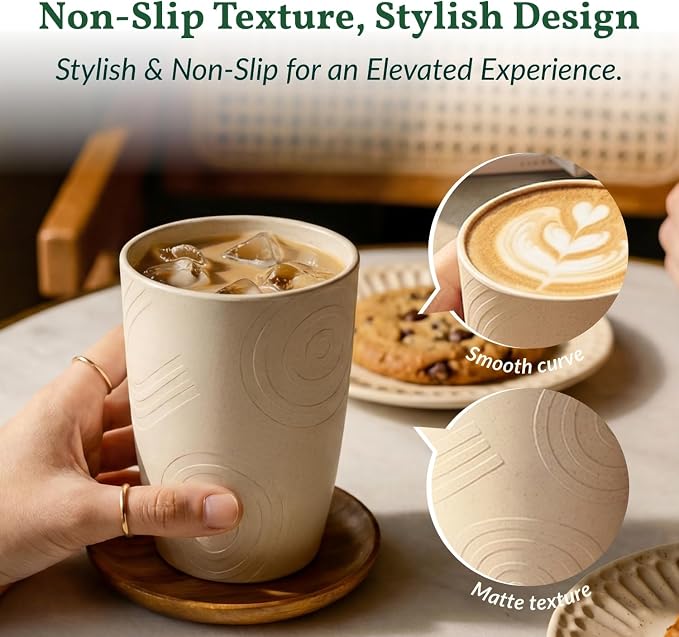 Homienly Unbreakable Drinking Glasses 16oz Wheat Straw Cups–6-Pack Reusable - Image 2