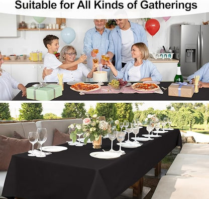 JIUZHEN Rectangle Tablecloth Linen Textured Wrinkle Stain Resistant Farmhouse Table Cloth Decorative Fabric for Kitchen, Dining, Party, Wedding,Outdoor Use,54 x 80 Inch,Black