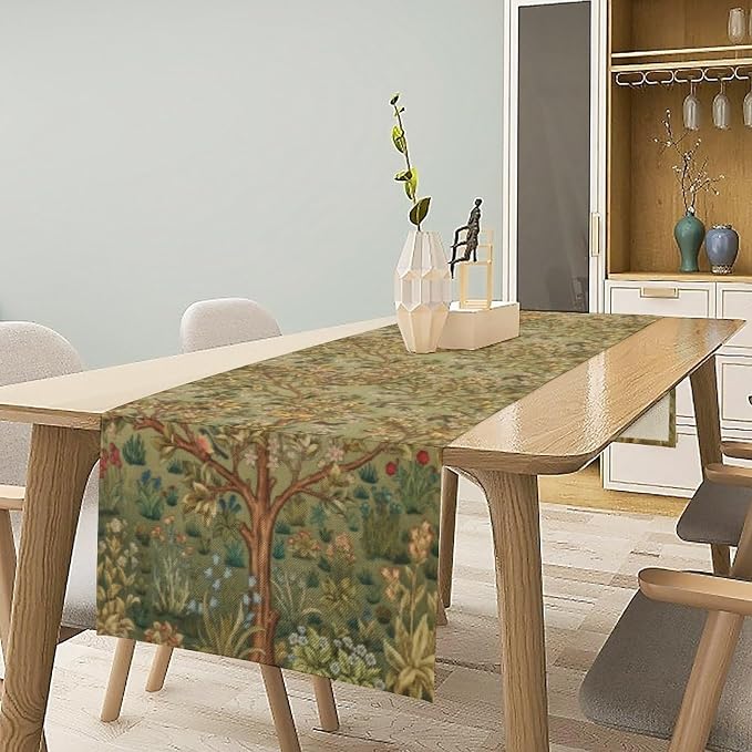 William Morris Tree of Life Table Runner Vintage Flowers Table Runner - Image 2