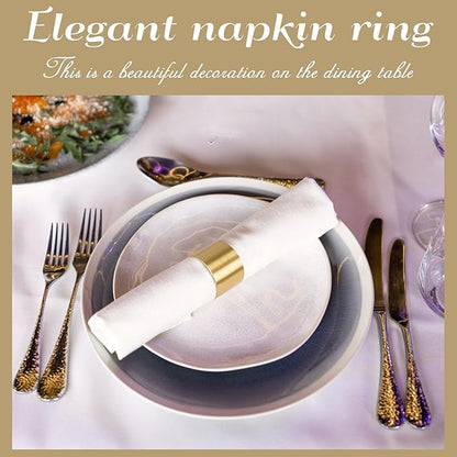 Solid Brass Napkin Rings Set of 6 Natural Brass Color Ring Retro Style Dining - Image 6