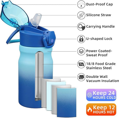 BJPKPK 14 oz Insulated Water Bottle, Stainless Steel Flask | Leak Proof Locking - Image 2