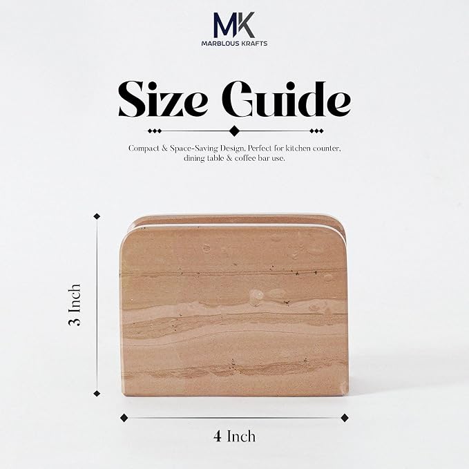 Marble Mini Napkin Holder 3" x 4" Inch Natural Brown Finish Napkin Organizer - Image 3