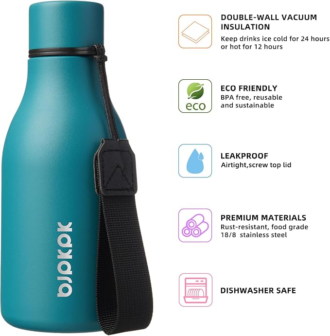 BJPKPK 12oz Insulated Water Bottle, Stainless Steel Bottle - Image 2