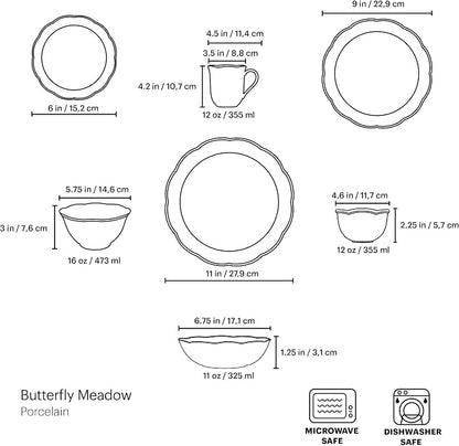 Lenox Butterfly Meadow Porcelain 28-Piece Dinnerware Set - Image 2