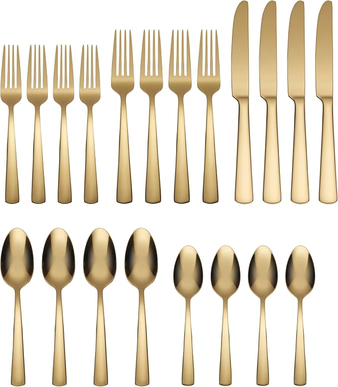 Oneida B1024020AL20 Aptitude Gold 20 Piece Everyday Flatware Set, Service - Image 2