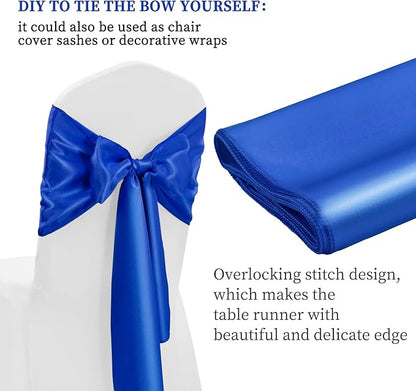 12 Pack Royal Blue Satin Table Runner 12 x 108 Inch Long Premium Table Runners - Image 3