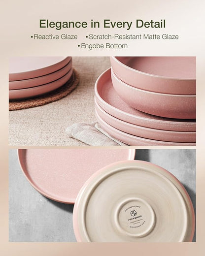 Famiware Milkyway 12-Piece Stoneware Dinnerware Set, Light Pink | Plates and - Image 4