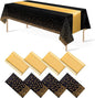 8Pack Disposable Plastic Tablecloths and Satin Table Runner Set Black Gold Dot by MASHAN