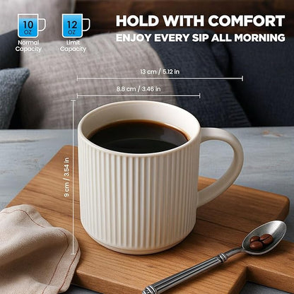 DeeCoo Matte White Coffee Mugs Set of 4, 12 Ounce Mug - Image 4