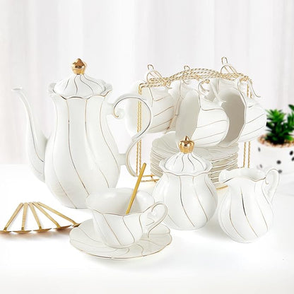DUJUST 22 pcs White Porcelain Tea Set by DUJUST