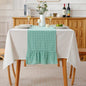 Spa Blue White Plaid Gingham Ruffle Table Runner 72 inches Long Christmas 100% by KMASANIJI