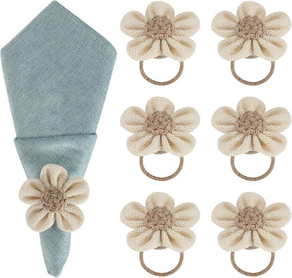 Valentine's Day Napkin Rings Set of 6 Handmade Rustic Napkin Rings Reusable Boho Napkin Ring for Elegant Dining Table Decoration Perfect for Christmas, Thanksgiving, Wedding, Holiday, Everyday Use
