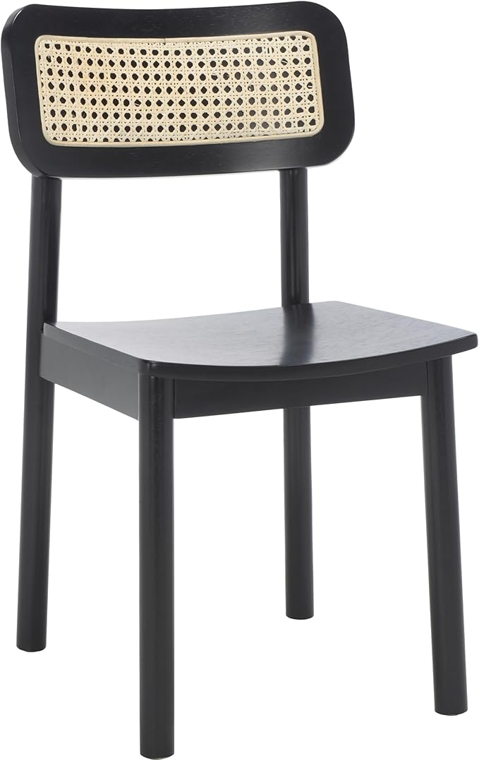 SAFAVIEH Home Collection Egon Coastal Black/Natural Dining Chair Set of 2