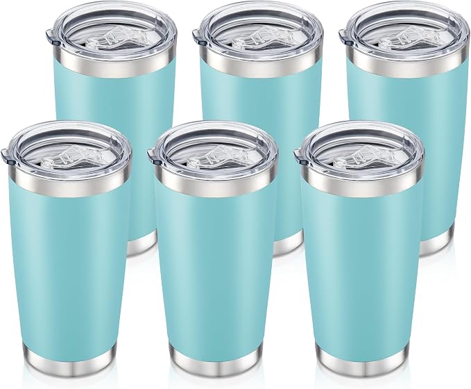 20oz Tumbler Bulk with Lid Stainless Steel Tumblers, 6 Pack | Leak Proof Lid by Unknown