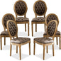 SoarFlash French Dining Chairs Set of 6, Vantage Dining Chair with Round Back, Farmhouse Country PU Leather Dining Chair for Kitchen,Bedroom,Brown