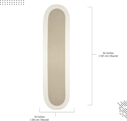 Encasa XO Dining Table Runner, Handmade Ribbed Cotton 12"x54" Beige & Off White - Image 6