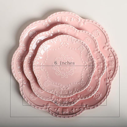 Gaolinci European Palace Series Lace Embossed Ceramic Dinner Plate - Image 2