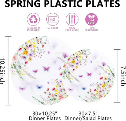 60PCS Wildflower Plates Disposable - Image 2