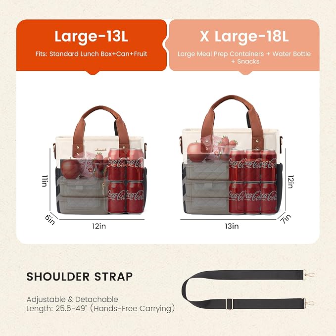 LOVEVOOK Insulated Lunch Bag for Women, Elegant Quilted Stitching Lunch Tote - Image 2