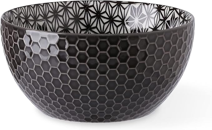 Signature Housewares Pad Print Set of 4 Assorted Bowls 6", PP Gray - Image 7