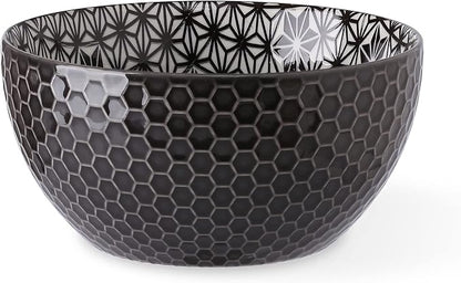 Signature Housewares Pad Print Set of 4 Assorted Bowls 6", PP Gray - Image 7