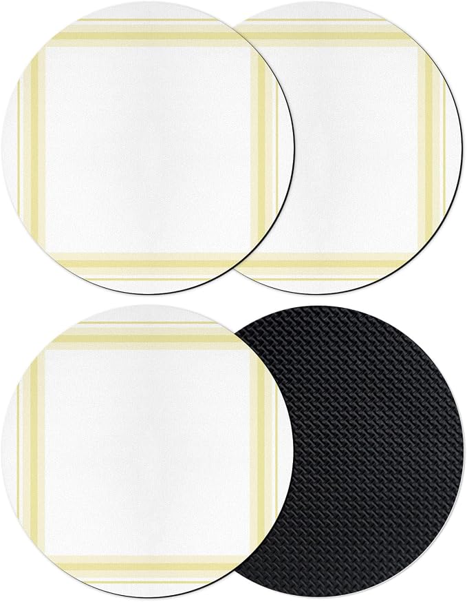 Yellow Grid Coasters Set of 4, Absorbent Coasters by Unknown