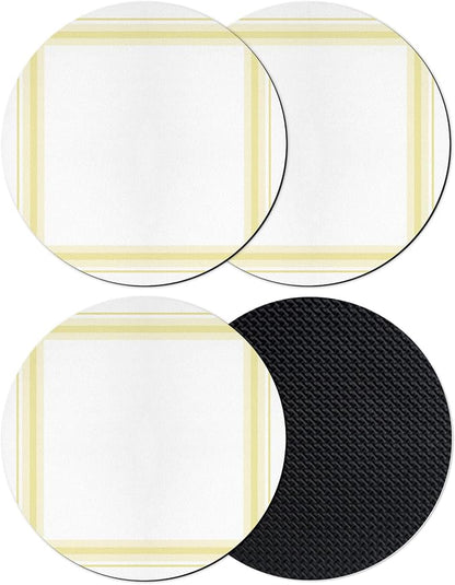 Yellow Grid Coasters Set of 4, Absorbent Coasters by Unknown