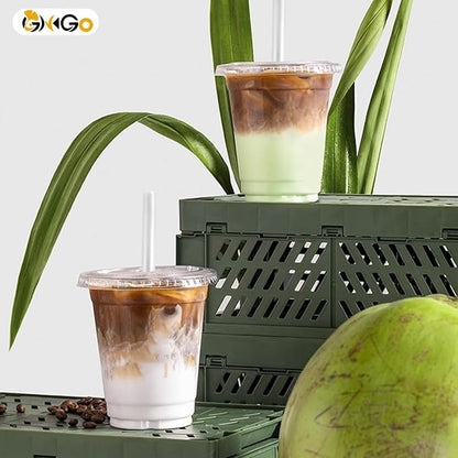 Ginkgo 100 Pack 12 oz Plastic Iced Coffee Cups - Image 2