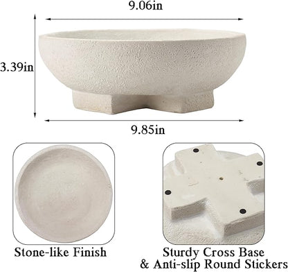 Beige Decorative Bowl, Large Fruit Bowl for Kitchen Counter, Resin Pedestal Key Bowls for Entryway Table, Coffee Table Centerpiece