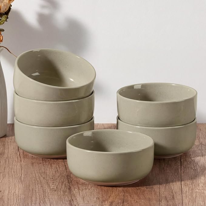 E-far Cereal Bowls Set of 6, 27oz Ceramic Deep Soup Bowls by E-far