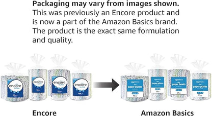 Amazon Basics Ultra Paper Plates, 8.62 Inch, Disposable, 120 Count