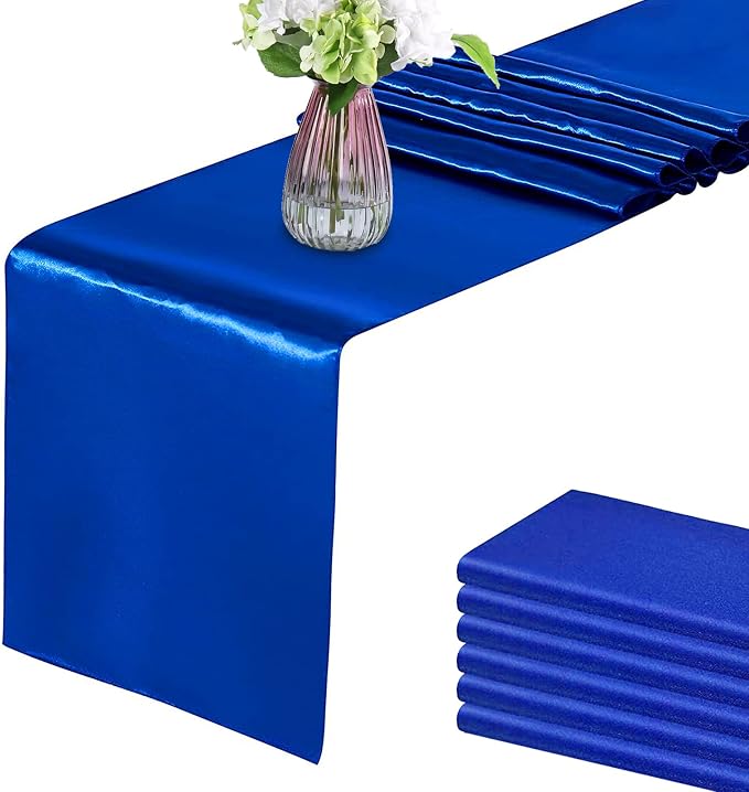 Royal Blue Table Runners, 12x108 Inches, 6 Pack | Satin, Silk and Smooth Fabric by HMQIANG